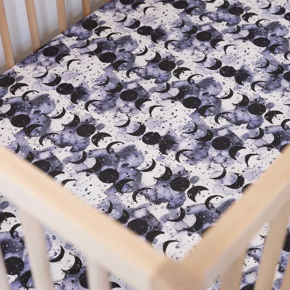 Black Moon Fitted Cot Sheet Designer Bums
