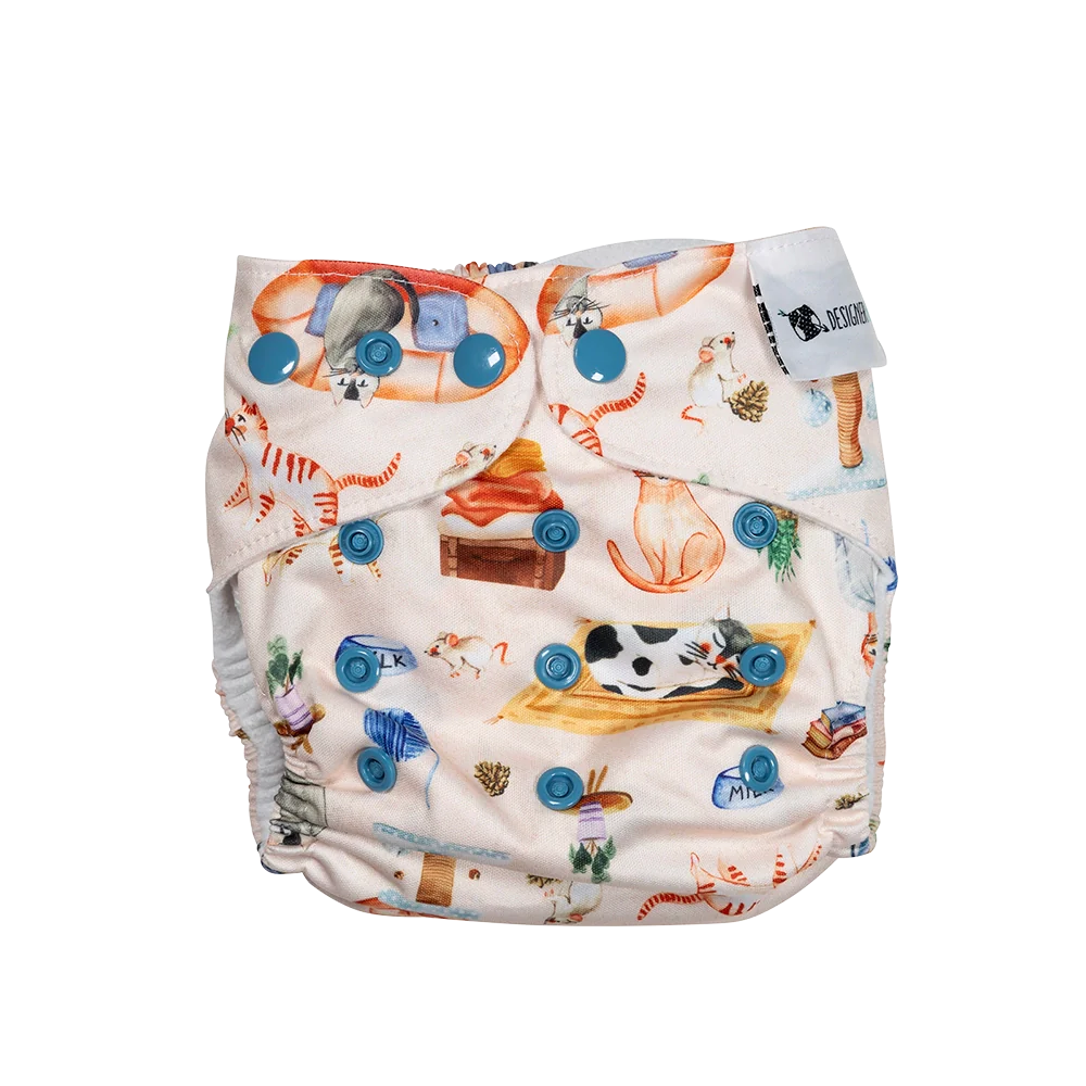 Cat Nap Reusable Cloth Nappy