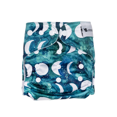 Transformative Teal Moon Reusable Cloth Nappy