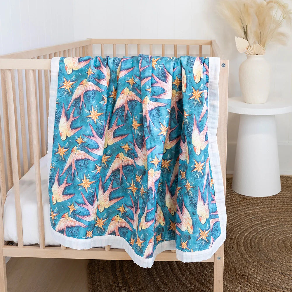 Star Swallows Baby Bassinet Blanket