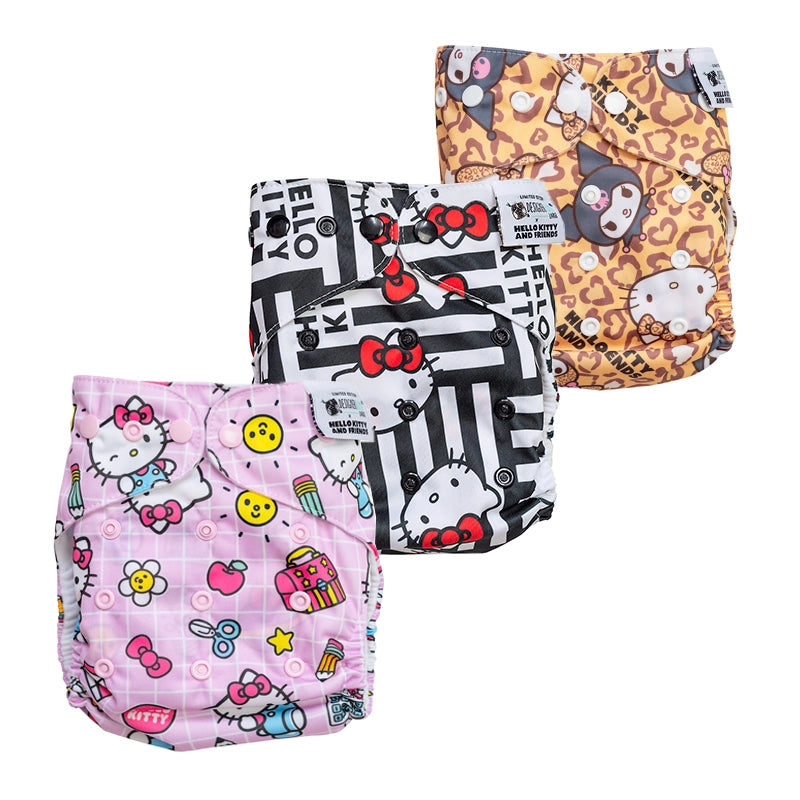 Hello Kitty Reusable Cloth Nappy Trial Pack - Large