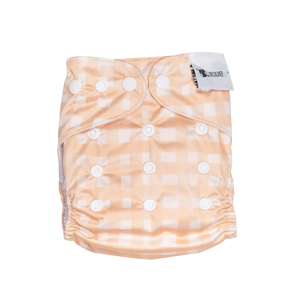 Transitional Object Nappy Peachy Plaid Reusable Cloth Nappy | Designer Bums