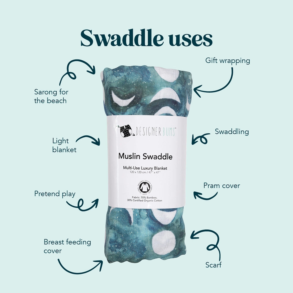 Transformative Teal Moon Swaddle