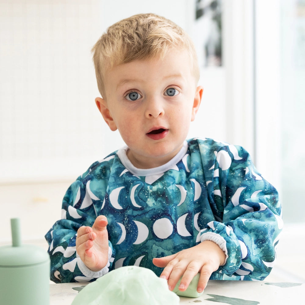Transformative Teal Moon Baby Smock