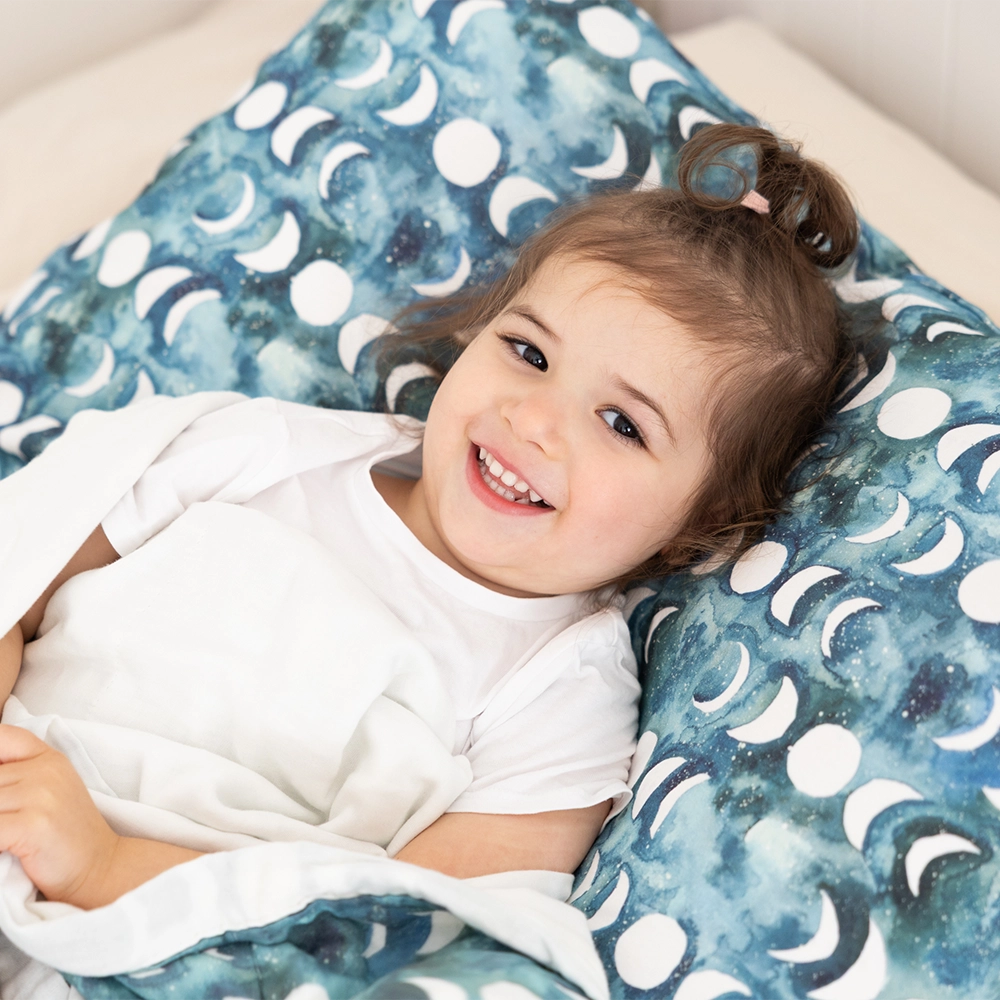 Transformative Teal Moon Pillow Cover