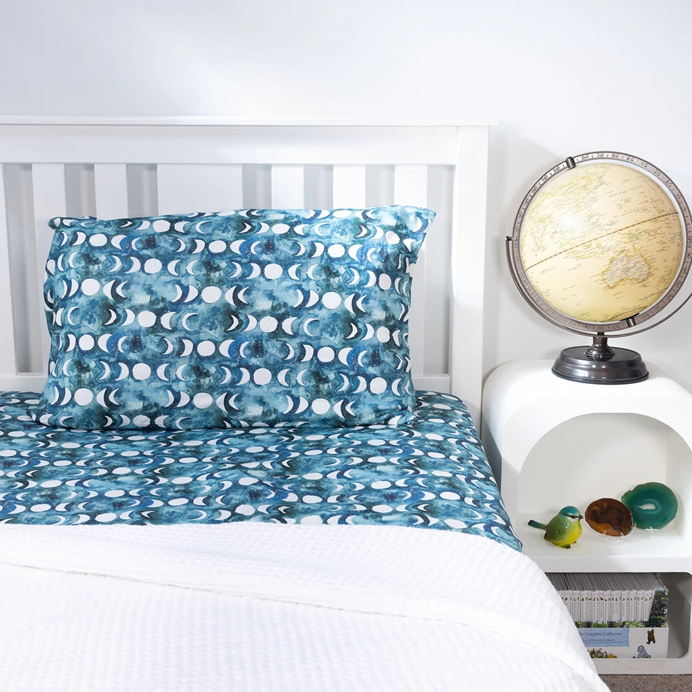 Transformative Teal Moon Pillow Cover
