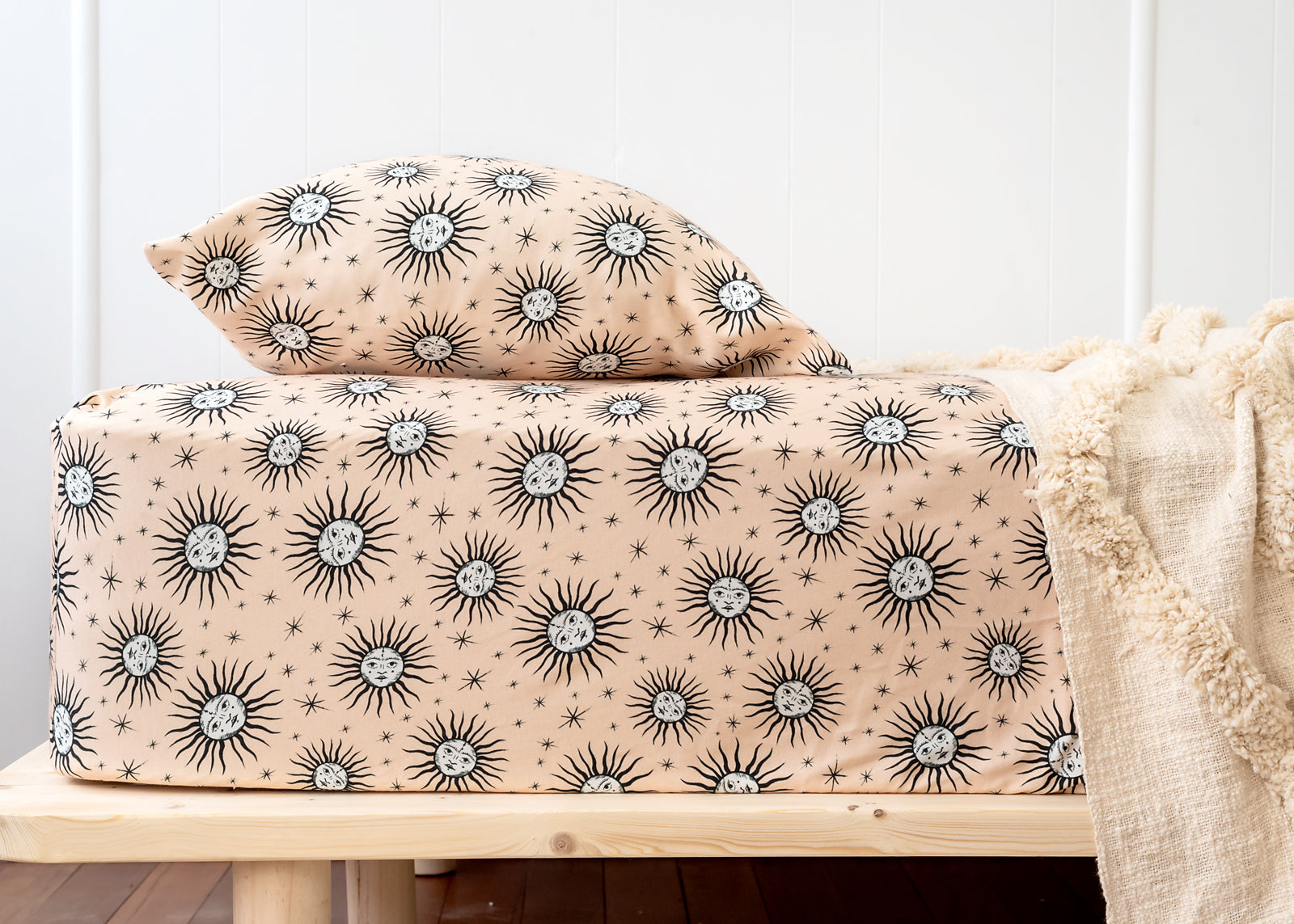 Sun and Stars Pillow Cover
